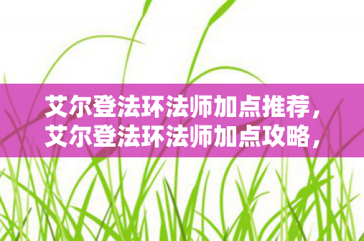 艾尔登法环法师加点推荐，艾尔登法环法师加点攻略，打造最强法师角色