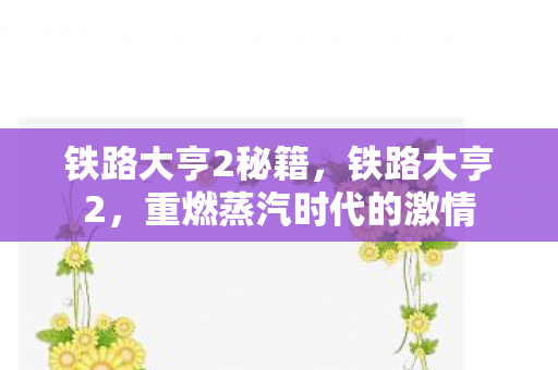 铁路大亨2秘籍，铁路大亨2，重燃蒸汽时代的激情