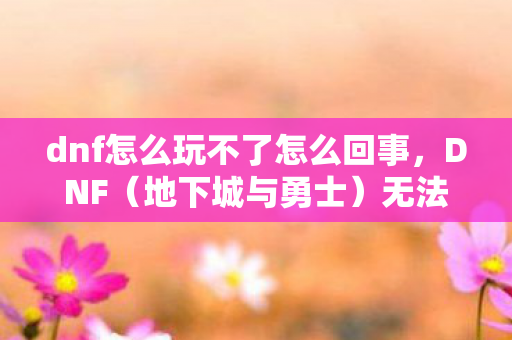 dnf怎么玩不了怎么回事图片