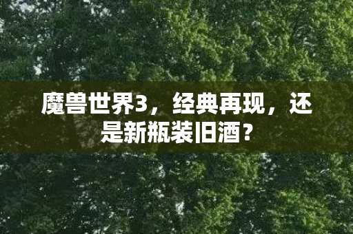 魔兽世界3，经典再现，还是新瓶装旧酒？