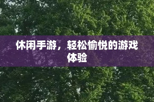 休闲手游，轻松愉悦的游戏体验