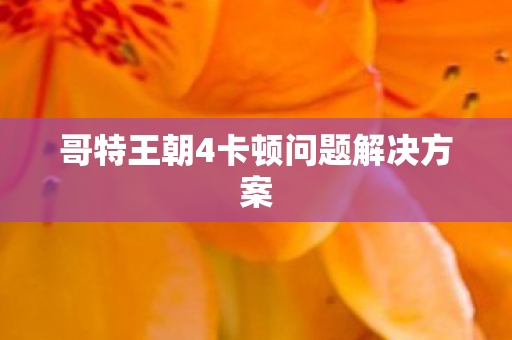 哥特王朝4卡顿问题解决方案