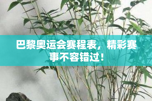 巴黎奥运会赛程表，精彩赛事不容错过！