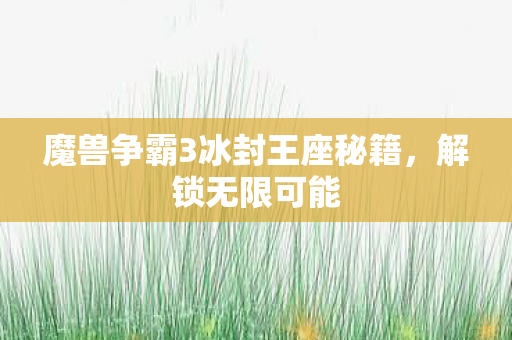 魔兽争霸3冰封王座秘籍，解锁无限可能