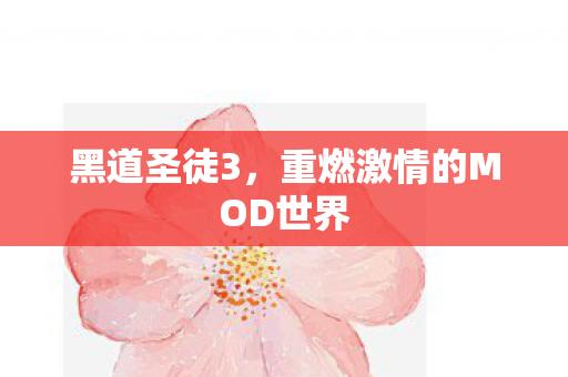 黑道圣徒3，重燃激情的MOD世界