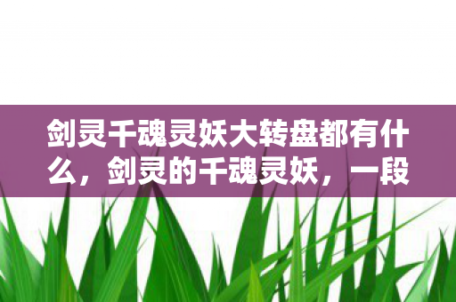 剑灵千魂灵妖大转盘都有什么，剑灵的千魂灵妖，一段传奇的冒险之旅