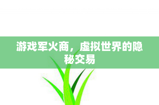 游戏军火商，虚拟世界的隐秘交易