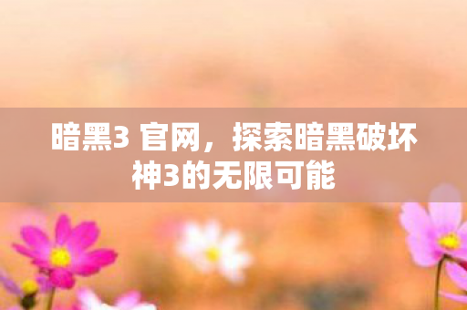 暗黑3 官网，探索暗黑破坏神3的无限可能