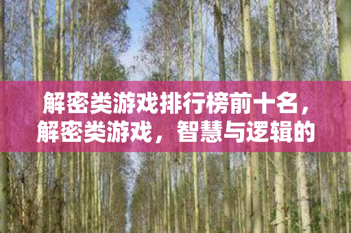 解密类游戏排行榜前十名,解密类游戏,智慧与逻辑的盛宴 解密类游戏排行榜前十名,解密类游戏,智慧与逻辑的盛宴