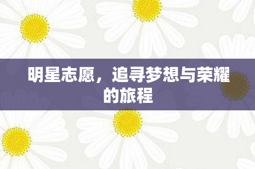 明星志愿，追寻梦想与荣耀的旅程