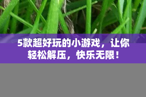 5款超好玩的小游戏，让你轻松解压，快乐无限！