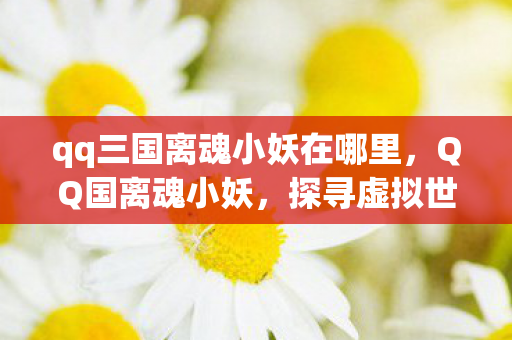 qq三国离魂小妖在哪里，QQ国离魂小妖，探寻虚拟世界的神秘存在