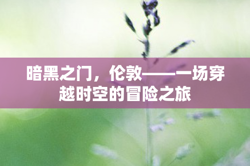 暗黑之门，伦敦——一场穿越时空的冒险之旅