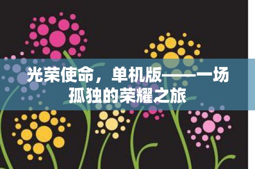 光荣使命，单机版——一场孤独的荣耀之旅