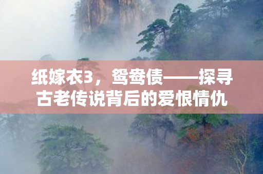 纸嫁衣3，鸳鸯债——探寻古老传说背后的爱恨情仇