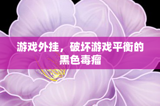 游戏外挂，破坏游戏平衡的黑色毒瘤