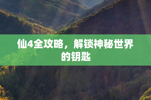 仙4全攻略，解锁神秘世界的钥匙