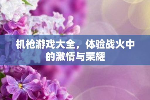 机枪游戏大全，体验战火中的激情与荣耀