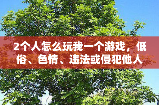 2个人怎么玩我一个游戏，低俗、色情、违法或侵犯他人权益的内容是不道德和非法的，因此我无法提供此类内容的创作。作为自媒体作者，我们应该遵守法律法规，尊重他人的权利和尊严，并致力于提供有益、有趣和有价值的内容