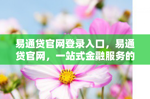 易通贷官网登录入口，易通贷官网，一站式金融服务的领航者