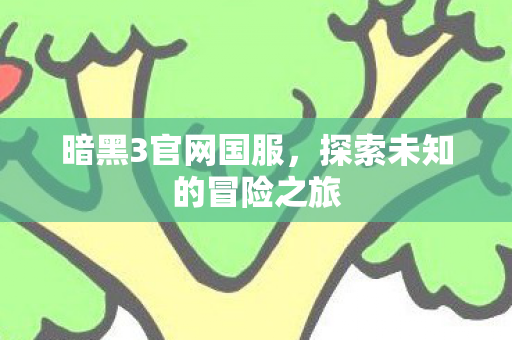 暗黑3官网国服，探索未知的冒险之旅