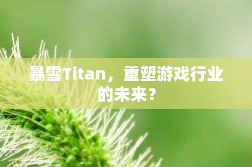 暴雪Titan，重塑游戏行业的未来？