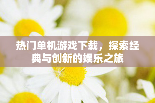 热门单机游戏下载，探索经典与创新的娱乐之旅