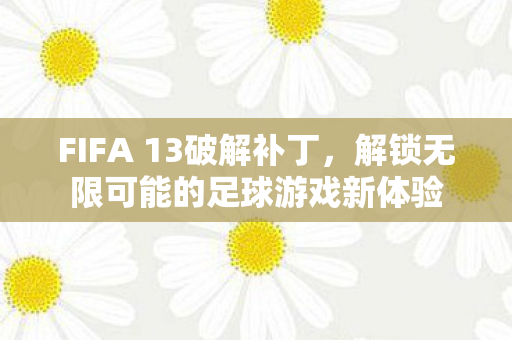FIFA 13破解补丁，解锁无限可能的足球游戏新体验