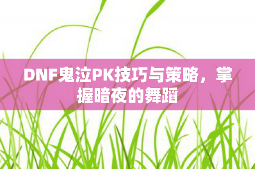 DNF鬼泣PK技巧与策略，掌握暗夜的舞蹈