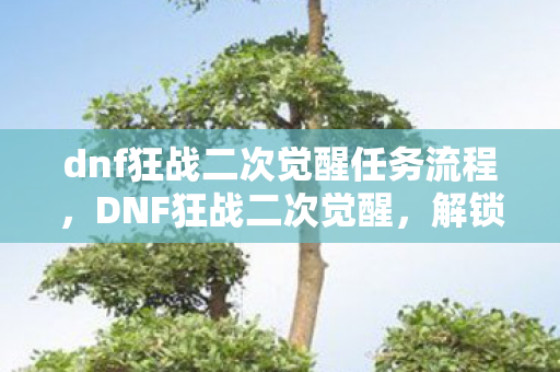 dnf狂战二次觉醒任务流程图片