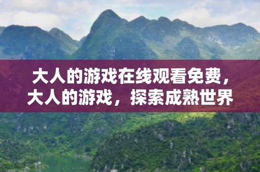 大人的游戏在线观看免费，大人的游戏，探索成熟世界的乐趣与责任