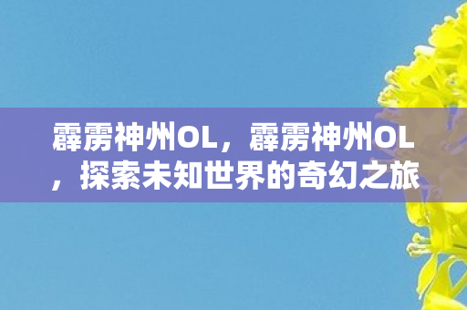 霹雳神州OL，霹雳神州OL，探索未知世界的奇幻之旅