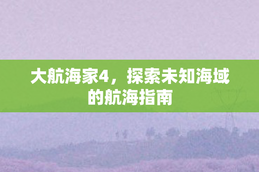 大航海家4，探索未知海域的航海指南
