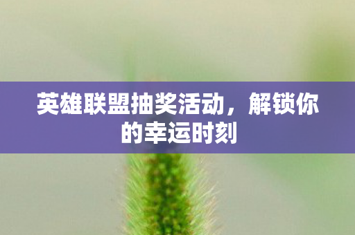 英雄联盟抽奖活动，解锁你的幸运时刻