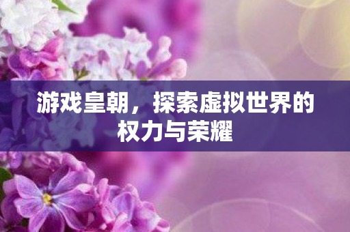 游戏皇朝,探索虚拟世界的权力与荣耀 游戏皇朝,探索虚拟世界的权力与荣耀
