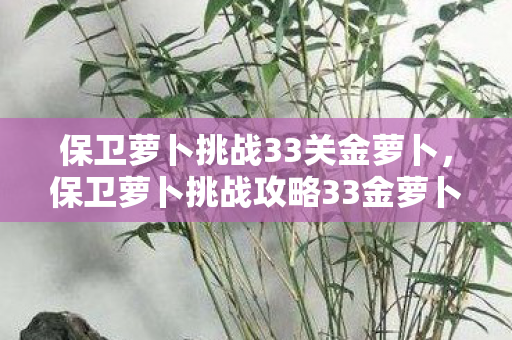 保卫萝卜挑战攻略33金萝卜图片