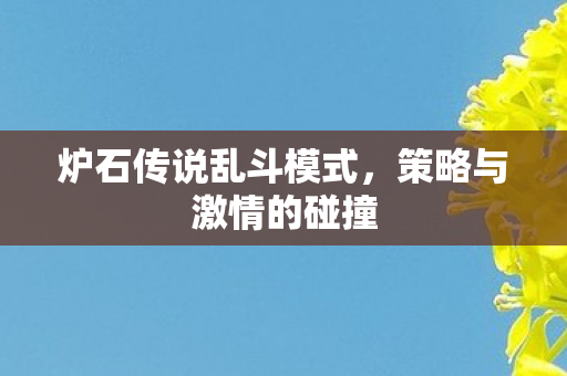 炉石传说乱斗模式，策略与激情的碰撞