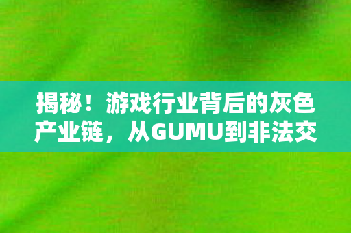 揭秘！游戏行业背后的灰色产业链，从GUMU到非法交易