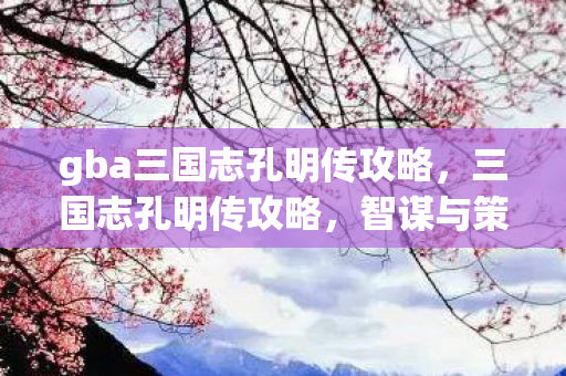 gba三国志孔明传攻略,三国志孔明传攻略,智谋与策略的结合 gba三国志孔明传攻略,三国志孔明传攻略,智谋与策略的结合