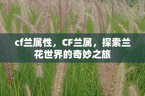 cf兰属性,CF兰属,探索兰花世界的奇妙之旅 cf兰属性,CF兰属,探索兰花世界的奇妙之旅