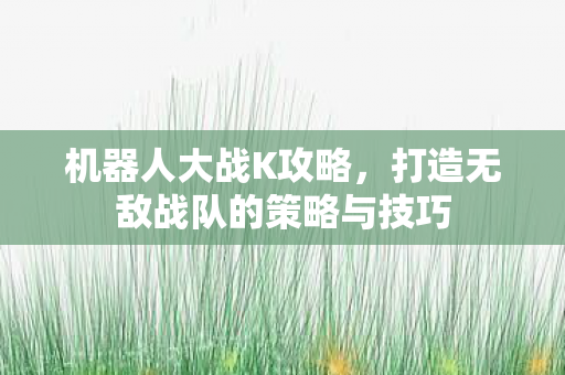 机器人大战K攻略，打造无敌战队的策略与技巧