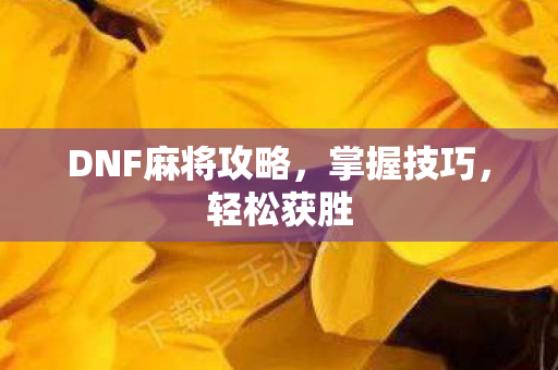 DNF麻将攻略，掌握技巧，轻松获胜