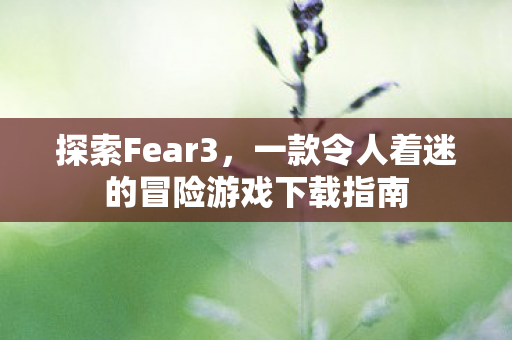 探索Fear3，一款令人着迷的冒险游戏下载指南