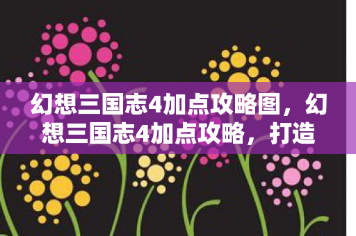 幻想三国志4加点攻略图，幻想三国志4加点攻略，打造最强角色，征服三国乱世