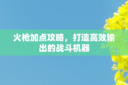 火枪加点攻略，打造高效输出的战斗机器