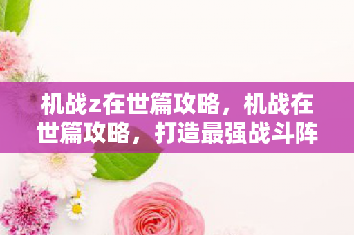 机战z在世篇攻略，机战在世篇攻略，打造最强战斗阵容，征服星际战场