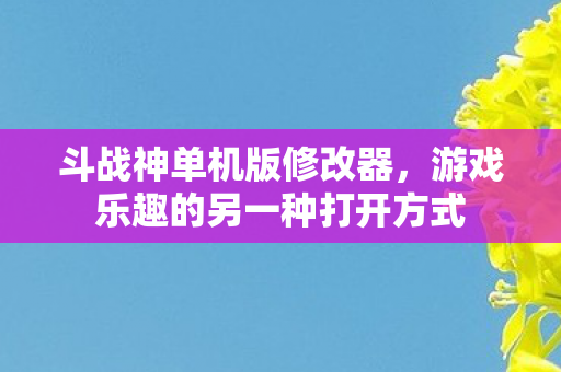 斗战神单机版修改器，游戏乐趣的另一种打开方式