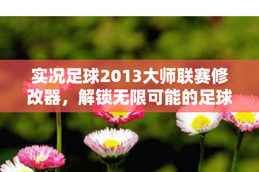 实况足球2013大师联赛修改器，解锁无限可能的足球之旅