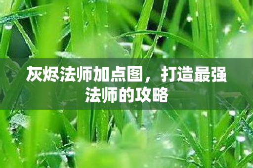 灰烬法师加点图，打造最强法师的攻略