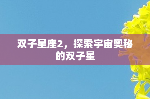 双子星座2，探索宇宙奥秘的双子星